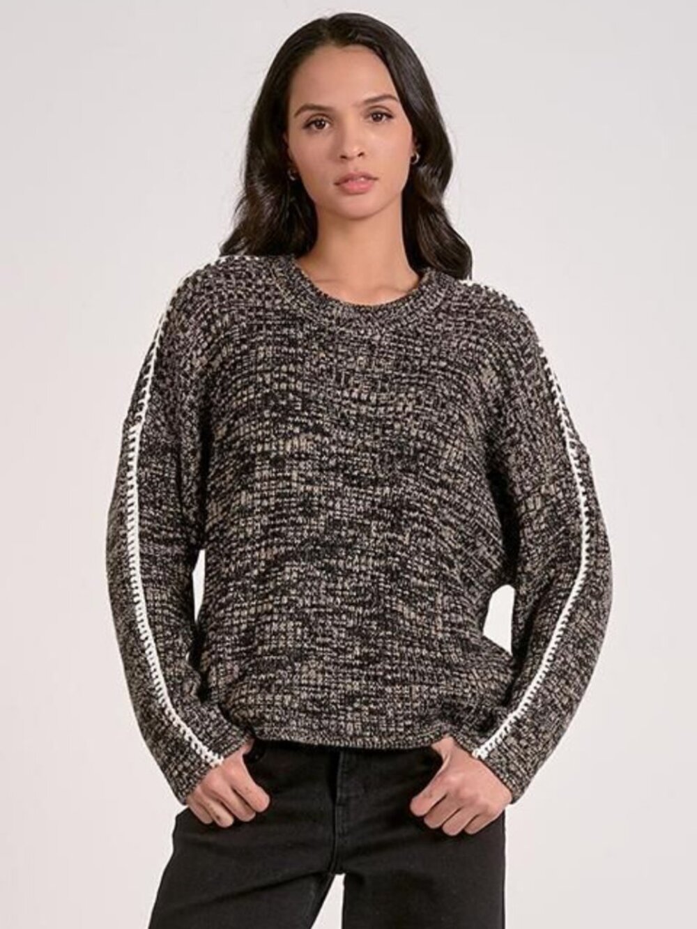 NWT Elan Ribbed Blanket Stitch Sweater / XS